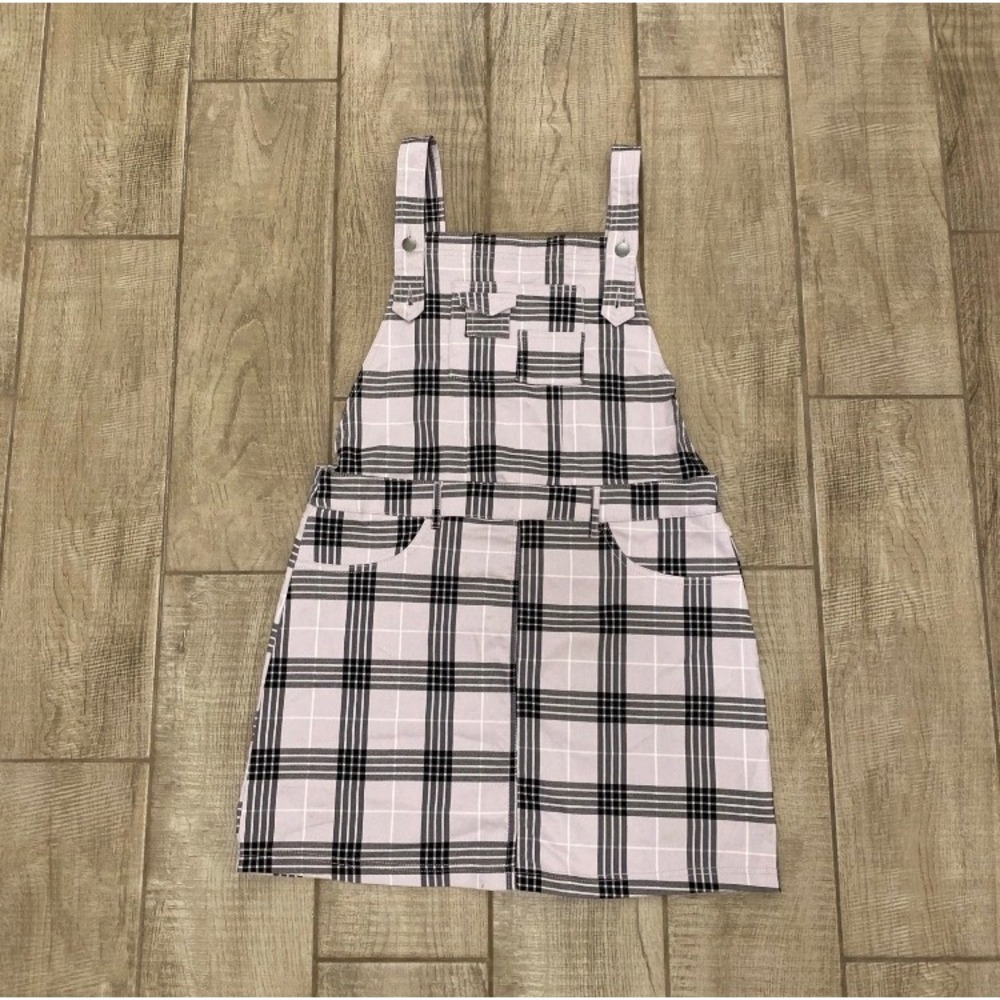 NWT VTG Y2K Like An Angel Overall Skirt 1X Plus Lavender Black Plaid Skater Goth